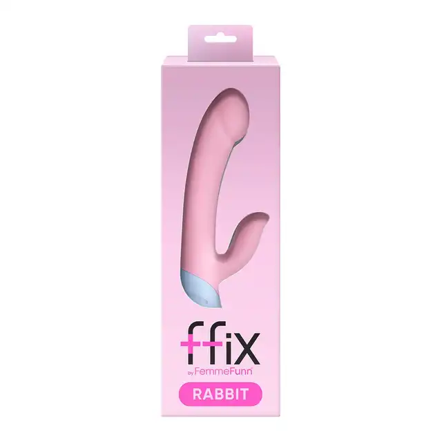 FemmeFunn - Rabbit Pink. Podwóny wibrator ze stymulatorem łechtaczki, kobiecy design i stylowe połączenie delikatnych kolorów