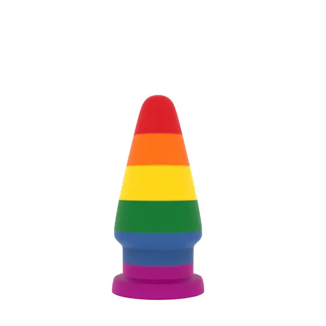 LoveToy - Prider Anal Plug. Korek analny z tęczowym wzorem i prostą konstrukcją stymulującą punkt G, wyjątkowo giętki