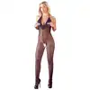 No:Xqse - Catsuit Net Bodystocking S/L. Kobiecy bodystocking z koronkowym dekoltem i otwartym kroczem