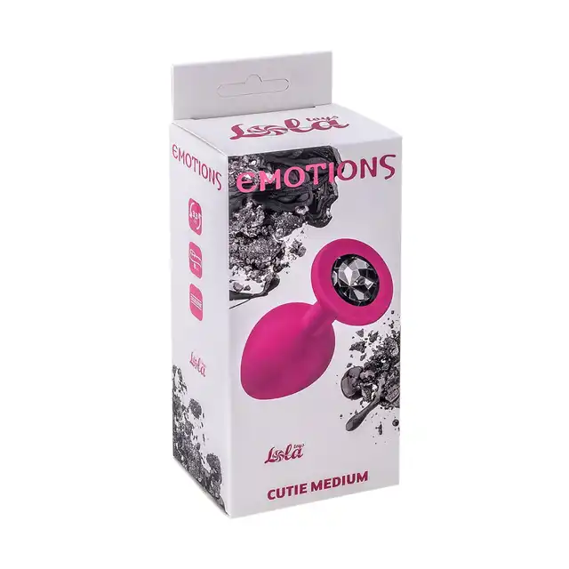 Lola Toys - Emotions Cutie Medium Pink. Jedwabiście gładki korek silikonowy z czarnym kryształkiem w podstawie