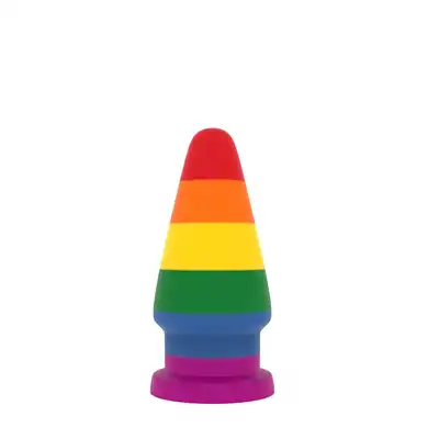 LoveToy - Prider Anal Plug. Korek analny z tęczowym wzorem i prostą konstrukcją stymulującą punkt G, wyjątkowo giętki