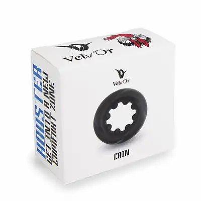 Velv'Or - Rooster Cain Bulky Cock Ring With Pressure Bumps - czarny ring na penisa ze stymulującymi wypustkami.