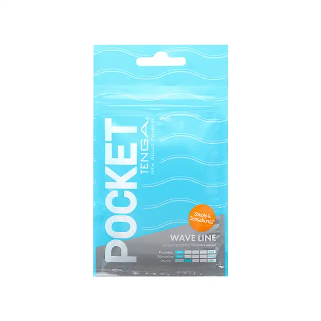 Tenga - Pocket Stroker Wave Line. Kieszonkowy masturbator z poprzecznymi falami żłobień, super rozciągliwy, incognito