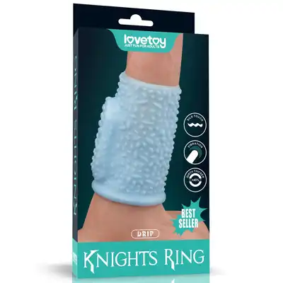 Lovetoy - Knights Ring Drip Blue - nakładka na penisa ze stymulującymi wypustkami i opcja wibracji.