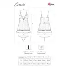 Livia Corsetti - Carmela L/XL. Koszulka nocna z przezroczystej, błyszczącej koronki i miękkiego satynowego materiału