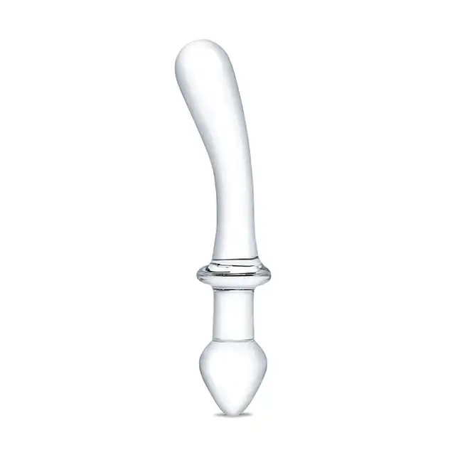 Gläs - Classic Curved Dual Ended Dildo 9.5”. Szklane podwójne dildo do stymulacji analnej i punktu G, hipoalergiczny materiał