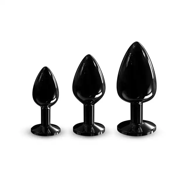 Dorcel - Diamond Plug S Black. Elegancki metalowy plug z czarnym diamencikiem. 