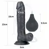LoveToy - Squirt Extreme 9'' Squirting Dildo Black. Realistyczne dildo z przyssawką i wytryskiem. Ultra delikatna w dotyku powierzchnia, intensywne doznania