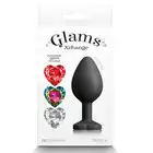 Glams -  Xchange Medium. Niesamowita. uniwersalna wtyczka analna z 3 wymiennymi kryształkami. 