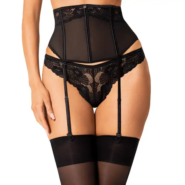 Obsessive - Serena Love Garter Belt XS/S. Pas do pończoch z pionowymi fiszbinami, idealne wyszczuplenie sylwetki