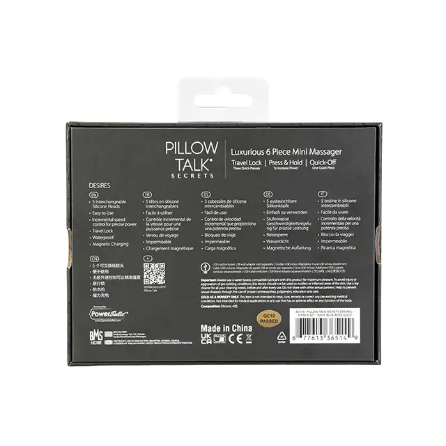 Pillow Talk - Secrets Desires. Luksusowy zestaw z wibratorem typu bullet i 5 wymiennymi główkami stymulacyjnymi. Odkryj swoje najgorętsze miejsca na ciele
