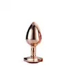 Dream Toys - Gleaming Love Rose Gold Plug S. Złota wtyczka analna z różowym klejnotem serduszkiem w podstawie, elegancja i przyjemność
