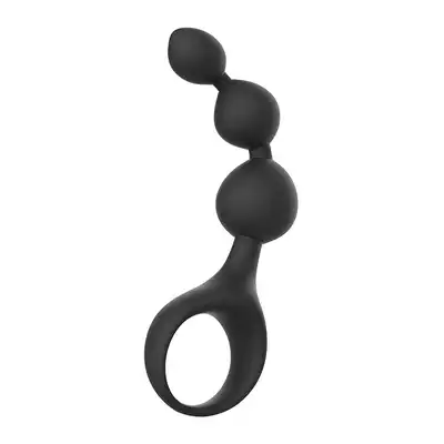 Adam &amp; Eve - Adams Triple Prostate Probe. Silikonowy stymulator prostaty z 3 rozszerzanymi kulkami i ergonomicznym pierścieniowym uchwytem