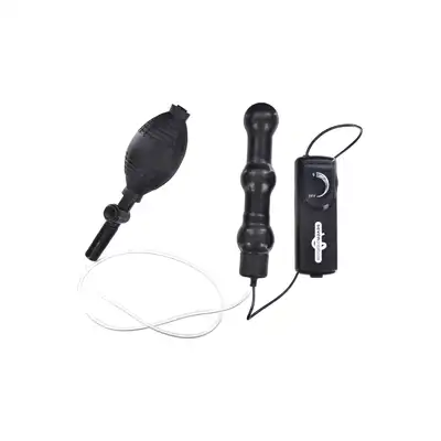 Seven Creations - Zepplin Inflatable Anal Wand Black - pompowany, czarny balonik analny z opcją wibracji. 