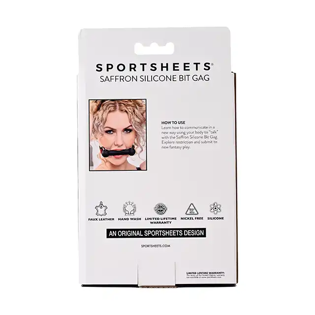 Sportsheets - Saffron Silicone Ball Gag. Wygodny knebel do zagryzania z regulowaną uprzężą z wegańskiej skóry