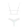 Obsessive - Heavenlly Cupless Set M/L. Odważny komplet bielizny, otwarty biustonosz z fiszbinami i stringi z otwartym krokiem