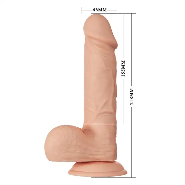Baile - Beautiful Bahamut 8.5`. Naturalistyczne, żylaste dildo z jądrami i zarysowaną żołędzią. Podwójny, elastyczny materiał doskonale imituje ludzką skórę