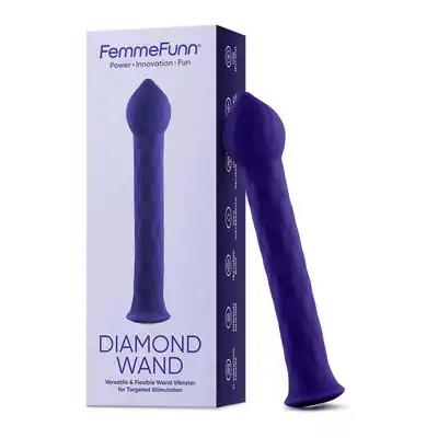 FemmeFunn - Diamond Wand Dark Purple. Super elastyczny wibrator do punktowej stymulacji. Super elastyczny, wodoodporny i dyskretny