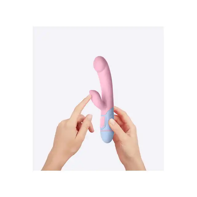 FemmeFunn - Rabbit Pink. Podwóny wibrator ze stymulatorem łechtaczki, kobiecy design i stylowe połączenie delikatnych kolorów