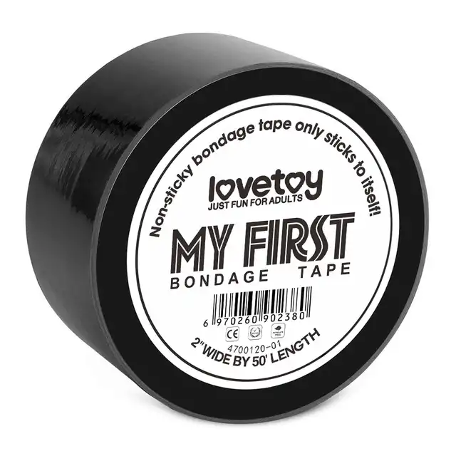 Lovetoy - My First Bondage Tape Black - czarna taśma do BDSM. Idealna na pierwszą przygodę 