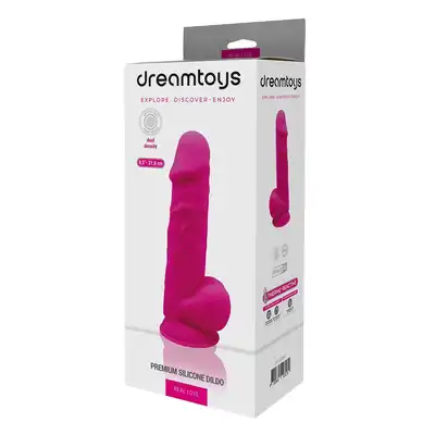REAL LOVE DILDO WITH BALLS 8.5INCH FUCHSIA