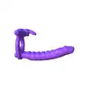 Pipedream - Silicone Double Pene Rabbit. Wibrujący strapon z żebrowaną teksturą, ringiem na penisa i wibrującym stymulatorem łechtaczki