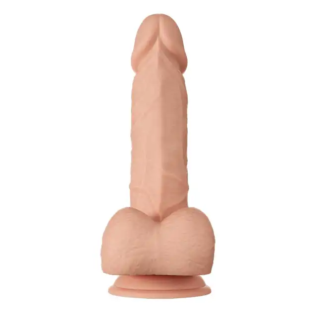Baile - Beautiful Bahamut 8.5`. Naturalistyczne, żylaste dildo z jądrami i zarysowaną żołędzią. Podwójny, elastyczny materiał doskonale imituje ludzką skórę