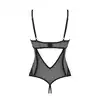 Obsessive - Serena Love Crotchless Teddy XS/S. Czarne body z otwartym krokiem z prześwitującego materiału. Gładkie otulenie ciała miękkim materiałem