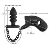 Black Velvets - Cock Cage with Butt Plug. Klatka na penisa, ring na jądra i żebrowany korek analny, połączenie solidnym łańcuszkiem