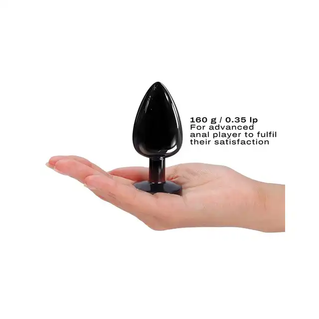 Dorcel - Diamond Plug Size L. Metalowa wtyczka analna z czarnym diamencikiem, ponad 4 cm średnicy