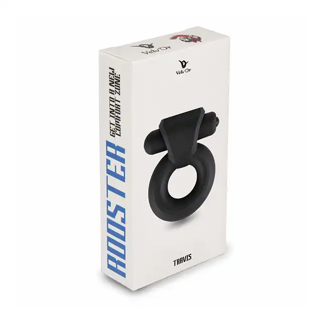 Velv'Or - Rooster Travis Bulky Cock Ring With Vibrating Mini Bullet - masywny ring na penisa z wibrującym bulletem. Mocna i twarda erekcja!
