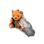 Master Series - Gagged Teddy Bear Keychain - unikatowy prezent. Mini miś z gagiem i łańcuchami z opcją przypięcia