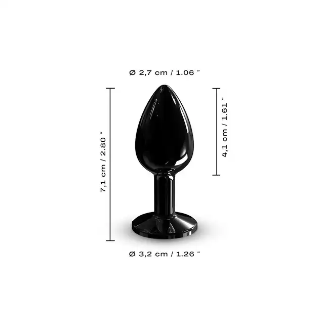 Dorcel - Diamond Plug S Black. Elegancki metalowy plug z czarnym diamencikiem. 