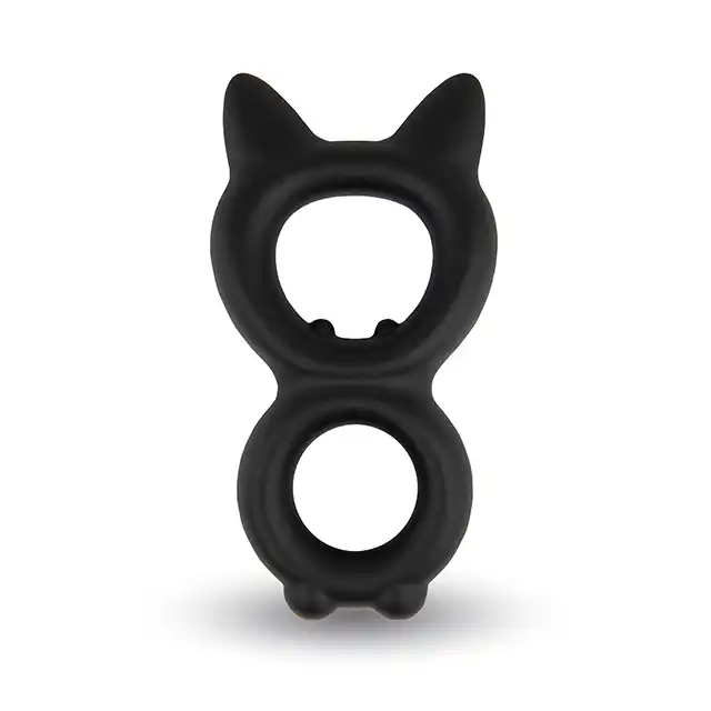 Velv'Or - Rooster Kalf Cat Shaped Cock Ring Design - silikonowy, podwójny pierścień na penisa i jądra. Kształt kota 