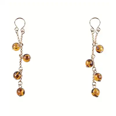 Sportsheets - Amber Nipple Jewelry. Wykwintne klamerki na sutki z koralikami inspirowanymi bursztynem