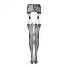 Obsessive - S821 Garterstockings S/M/L. Pończochy z pasem, asymetryczny design ze zwierzęcym wzorem. Pokaż swoją drapieżną naturę