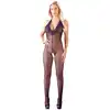 No:Xqse - Catsuit Net Bodystocking S/L. Kobiecy bodystocking z koronkowym dekoltem i otwartym kroczem