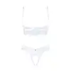 Obsessive - Heavenlly Cupless Set XS/S. Odważny komplet bielizny, otwarty biustonosz z fiszbinami i stringi z otwartym krokiem, ponętne podkreślenie sylwetki