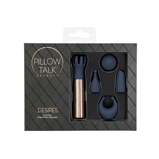 Pillow Talk - Secrets Desires. Luksusowy zestaw z wibratorem typu bullet i 5 wymiennymi główkami stymulacyjnymi. Odkryj swoje najgorętsze miejsca na ciele