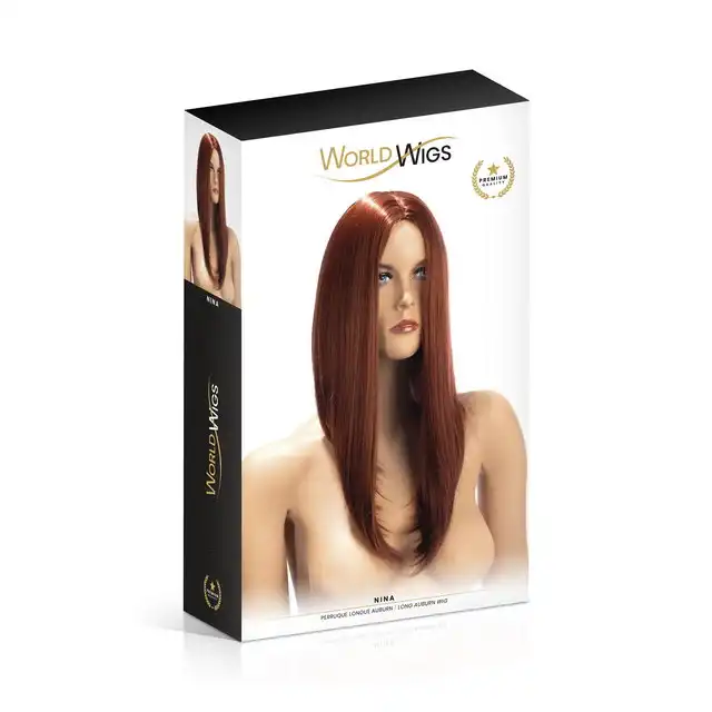 World Wigs - Nina. Asymetryczna peruka w kasztanowym odcieniu. Modne cięcie z dłuższymi pasmami przednimi