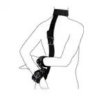 Passion Labs - Handcuff Retention Set Black. Zmysłowe kajdanki zniewalające połączone z obrożą i pasem na talię