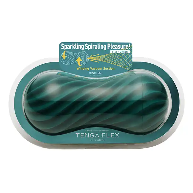 Tenga - Flex It Fizzy Green. Super stymulujący masturbator, modelowanie trójwyymiarowe ze spiralną konstrukcją i falami wypustek