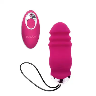 ToyJoy - Sunny Side Up And Down Fuchsia. Wibrujące jajeczko z funkcją ruchu posuwistego, sterowane na pilota, hipoalergiczny silikon