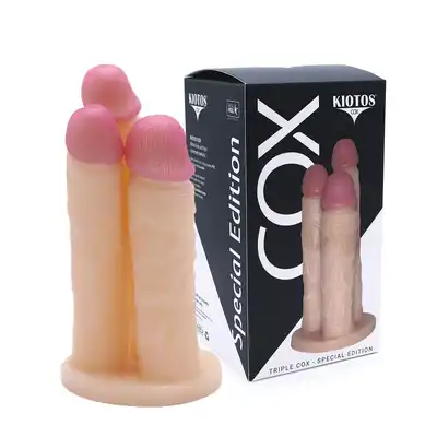 Kiotos Cox - Triple Cox. Potrójne elastyczne dildo z mocną przyssawką. Mocne, realistyczne doznania.