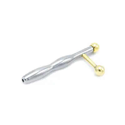 Oproducts - Penis Stick Steel &amp; Gold. Pusty w środku dilator ze stali umożlwiający kontrolę strumienia ejakulatu