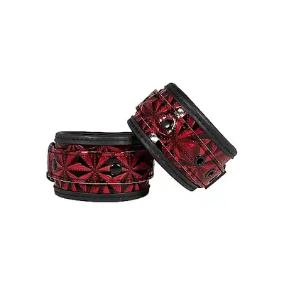 Ouch! - Luxury Hand Cuffs - Burgundy. Luksusowe kajdanki z eleganckim, diamentowym wzorem