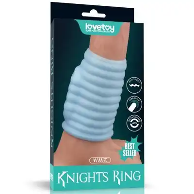 LoveToy - Knights Ring Vibrating Wave. Wibrujący ring na penisa o super stymulującym kształcie, wibracje i pogrubienie członka