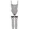 No:Xqse - Body + Stockings S-L. Komplet bodystocking, body i pończochy z grubej siateczki z idealnym dopasowaniem do sylwetki