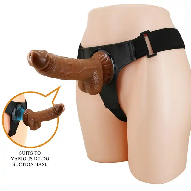 Baile - Ultra Passionate Harness Double Dildo. Uprząż strapon z podwójnym dildem, jednoczesna stymulacja obu partnerów przy użyciu jednej zabawki