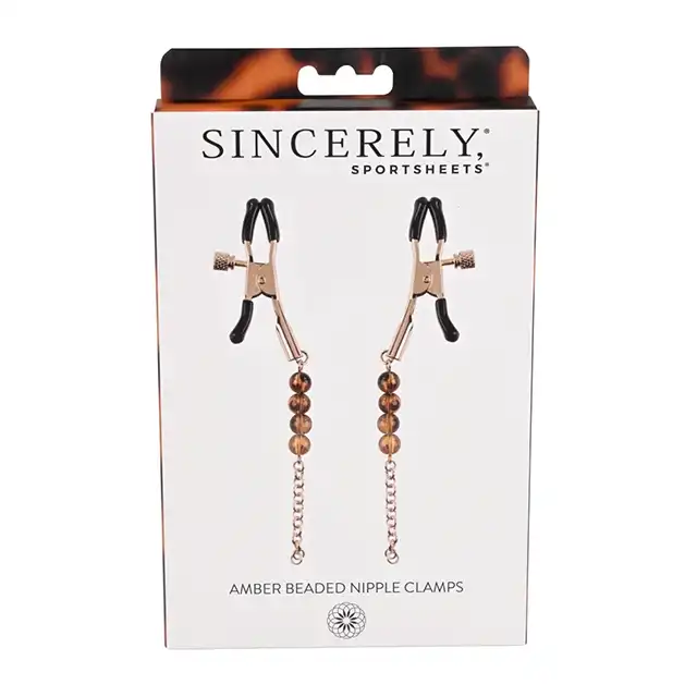 Sportsheets - Amber Nipple Clamps. Bursztynowe regulowane klamerki na sutki. Bardzo eleganckie